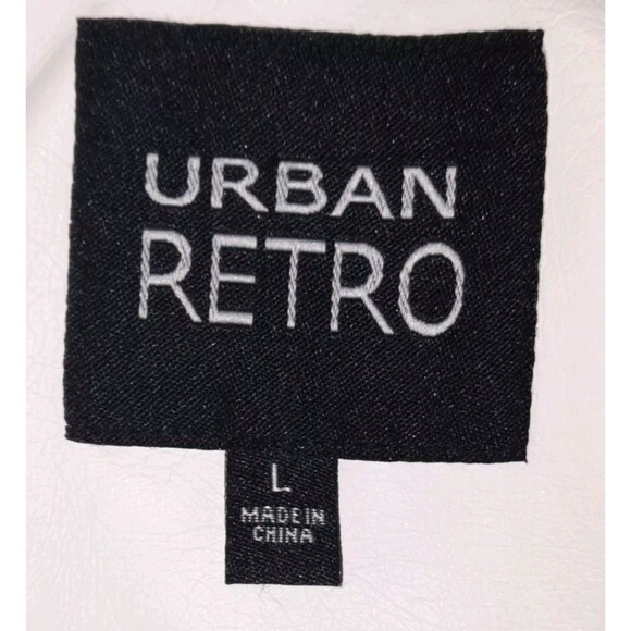 Urban Retro White Faux Leather Jacket – Women’s L– Floral Embroidered Moto Style - Picture 5 of 9